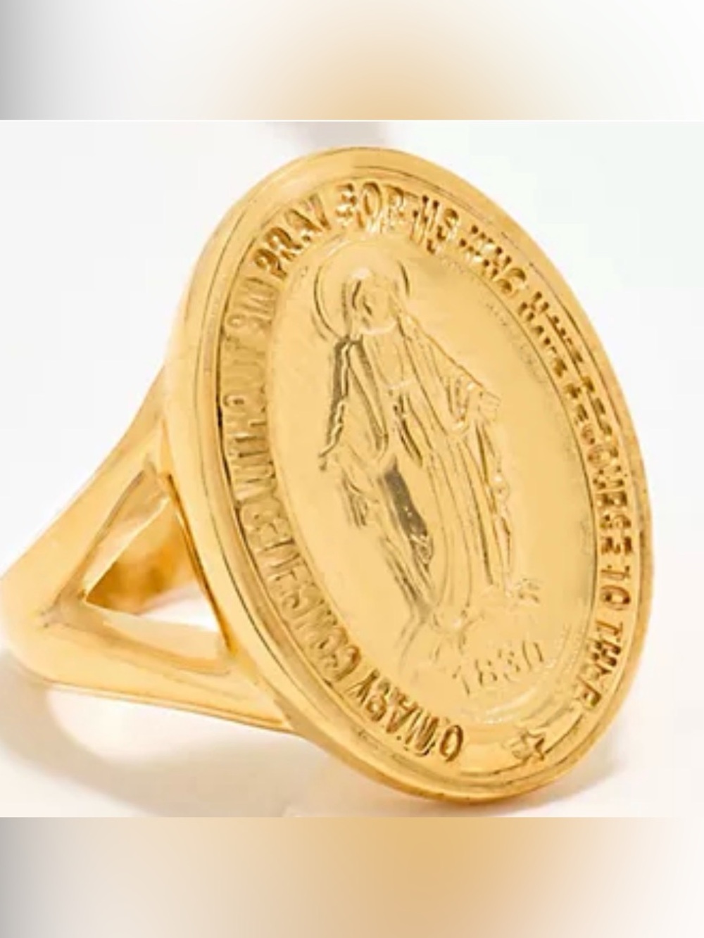David Markstein Milor Italy Sterling Silver Miraculous Medal Ring Size 7